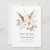 Rustic Pampas Grass Boho Bohemian Wedding QR Code Save The Date (Vorderseite)