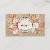 Rustic Pampas Grass Watercolor Boho Logo Visitenkarte (Vorderseite)