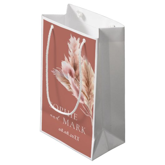 Rustic Pampas Grass Wedding Thank You Kleine Geschenktüte (Vorderseite Schrägansicht)