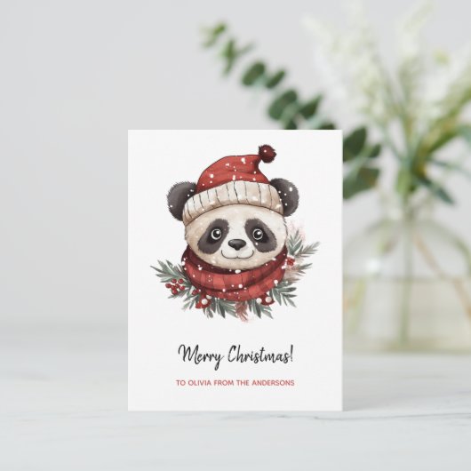 Rustic Panda Santa Merry Weihnachten (Stehend Vorderseite)