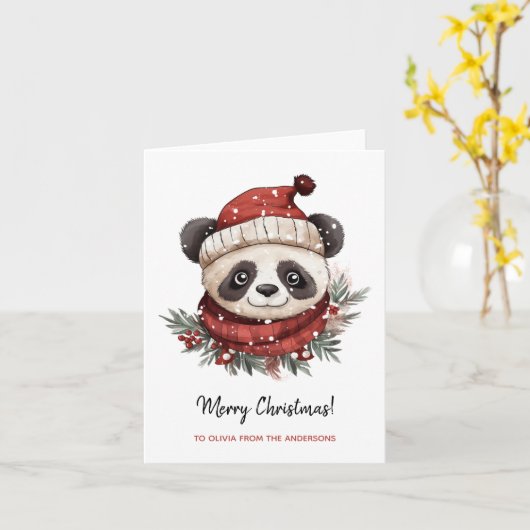 Rustic Panda Santa Merry Weihnachten Karte (Gelbe Blume)