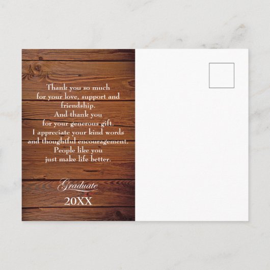 Rustic Panel Design Thank You Postcard Postkarte (Rückseite)