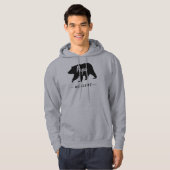 Rustic Papa Bear Grey Black Monogram Name Hoodie (Vorne ganz)