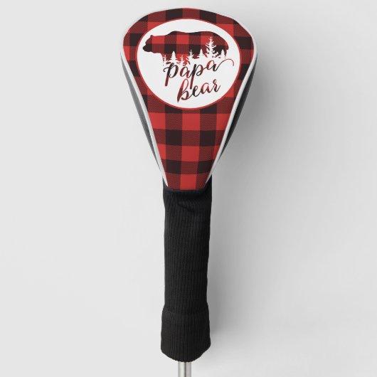 Rustic Papa Bear Red & Black Buffalo Kariert Golf Headcover (Vorderseite)