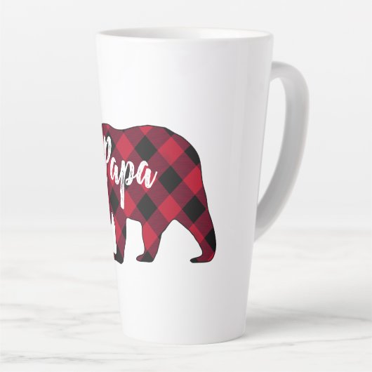 Rustic Papa Bear Red Buffalo Karierte Latte Tasse (Rechte Ecke)