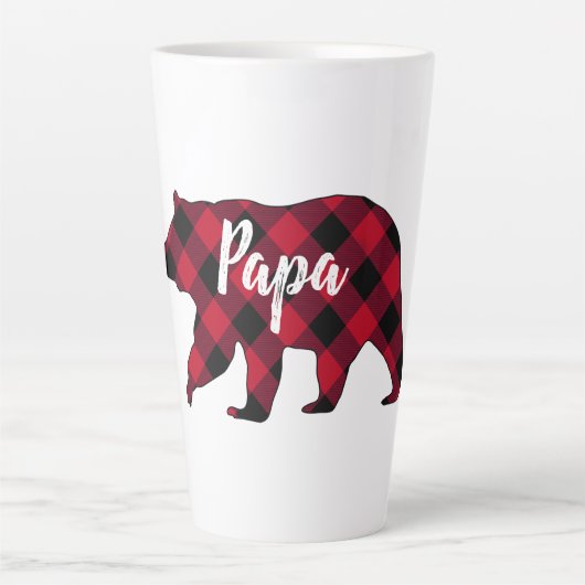 Rustic Papa Bear Red Buffalo Karierte Latte Tasse (Vorderseite)