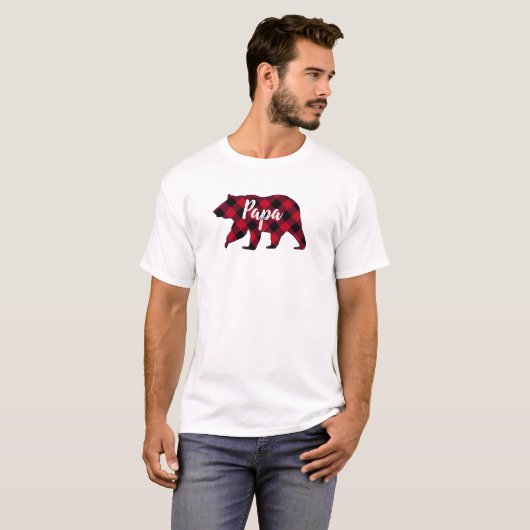 Rustic Papa Bear Red Buffalo Karierter T - Shirt (Vorne ganz)