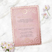 Rustic Papel Picado Pink Rose Gold Quinceañera Folieneinladung