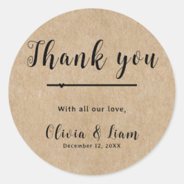 Rustic Paper Wedding Vielen Dank Runder Aufkleber