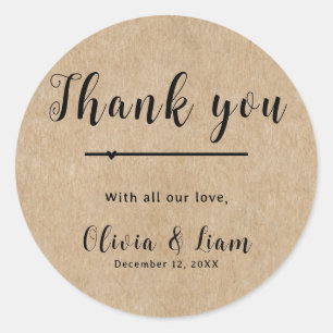 Rustic Paper Wedding Vielen Dank Runder Aufkleber