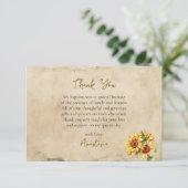 Rustic Parchment Sunflowers Orthodox Baptism Dankeskarte (Stehend Vorderseite)