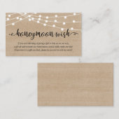 Rustic Party String Lights, Wedding Honeymoon Wish Begleitkarte (Vorne/Hinten)
