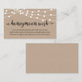 Rustic Party String Lights, Wedding Honeymoon Wish Begleitkarte (Vorne/Hinten)