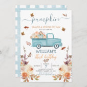 Rustic Paste Blue LKW Geburtstag Einladung (Vorne/Hinten)