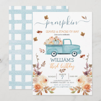 Rustic Paste Blue LKW Geburtstag Einladung