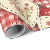 Rustic Patchwork Hearts Picnic Pattern (3) Geschenkpapier (Rolleneckpunkt)