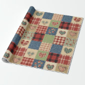 Rustic Patchwork Hearts Picnic Pattern (5) Geschenkpapier (Ungerollt)