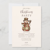 Rustic Patchwork Snowman Christmas Einladung (Vorderseite)