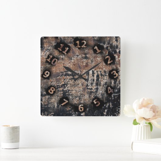 Rustic Patina Texture Workshop Garage Quadratische Wanduhr (Zuhause)