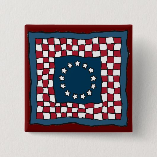 Rustic Patriotic Americana Quilt Muster USA Art Button (Vorderseite)