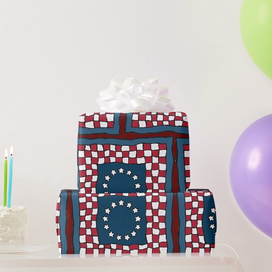 Rustic Patriotic Americana Quilt Muster USA Art Geschenkpapier