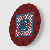 Rustic Patriotic Americana Quilt Muster USA Art Große Wanduhr (Winkel)