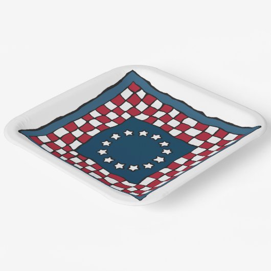 Rustic Patriotic Americana Quilt Muster USA Art Pappteller (Gewinkelt)