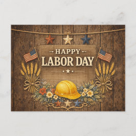 Rustic Patriotic Barnwood Happy Labor Day Feiertagspostkarte