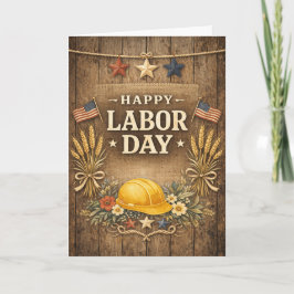 Rustic Patriotic Barnwood Happy Labor Day Karte