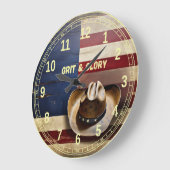 Rustic Patriotic "GRIT & GLORY" gift Große Wanduhr (Winkel)