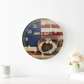 Rustic Patriotic "GRIT & GLORY" gift Große Wanduhr (Zuhause)
