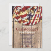 Rustic Patriotic Red White Blue Service Auflistung Einladung (Vorderseite)