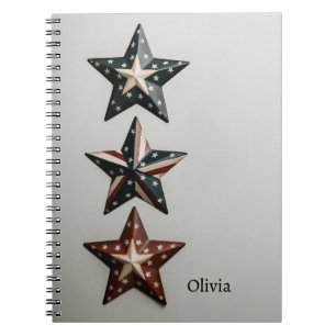 Rustic Patriotic Star Notebook - Americana Design Notizblock
