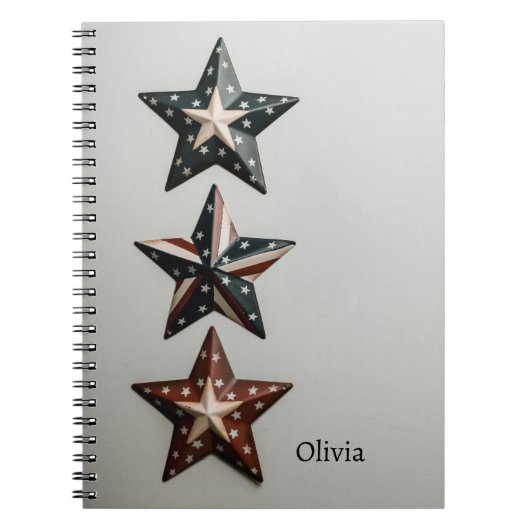 Rustic Patriotic Star Notebook - Americana Design Notizblock (Vorderseite)