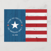 Rustic Patriotic Vintag American Flag Danke Postkarte (Vorderseite)