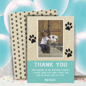 Rustic Paw Prints Blue Birthday Foto Vielen Dank Karte