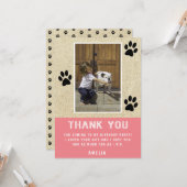 Rustic Paw Prints Pink Birthday Foto Vielen Dank Karte (Vorderseite/Rückseite Beispiel)