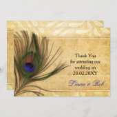 Rustic Peacock Feather Hochzeit Danke Karten (Vorne/Hinten)
