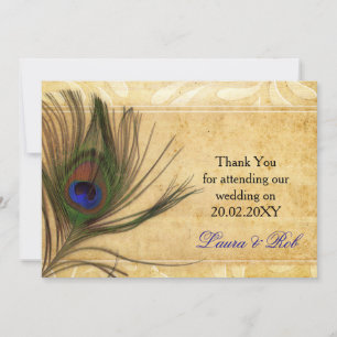 Rustic Peacock Feather Hochzeit Danke Karten