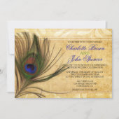 Rustic Peacock Feather Hochzeit Einladungen (Vorderseite)