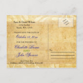 Rustic Peacock Feather Hochzeit speichern Sie das Ankündigungspostkarte (Rückseite)