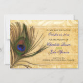 Rustic Peacock Feather Hochzeit speichern Sie das  Magneteinladung (Vorderseite)