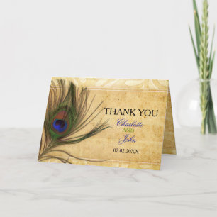 Rustic Peacock Feather Hochzeit Vielen Dank Dankeskarte