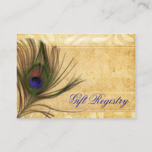 Rustic Peacock Feather Hochzeitsgeschenk Registrie Begleitkarte