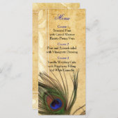 Rustic Peacock Feather - Hochzeitsmenü Menükarte (Vorne/Hinten)