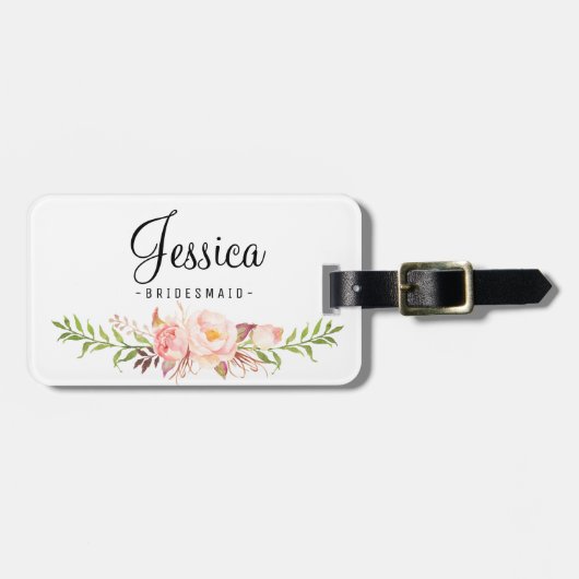 Rustic Peony Floral Mannschaft Braut Gepäckanhänger (Vorderseite horizontal)