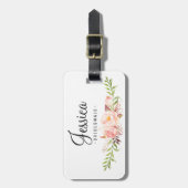 Rustic Peony Floral Mannschaft Braut Gepäckanhänger (Vorderseite vertikal)