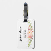 Rustic Peony Floral Mannschaft Braut Gepäckanhänger (Rückseite vertikal)