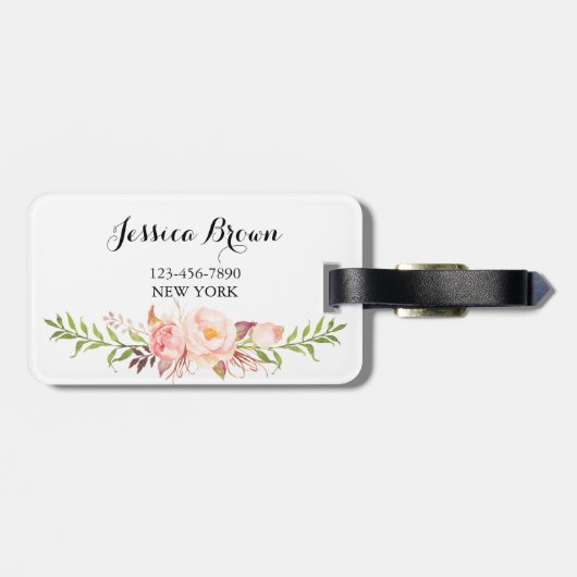 Rustic Peony Floral Mannschaft Braut Gepäckanhänger (Rückseite horizontal)