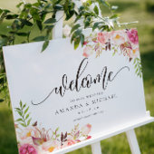 Rustic Peony Floral Welcome Weddingsign Poster